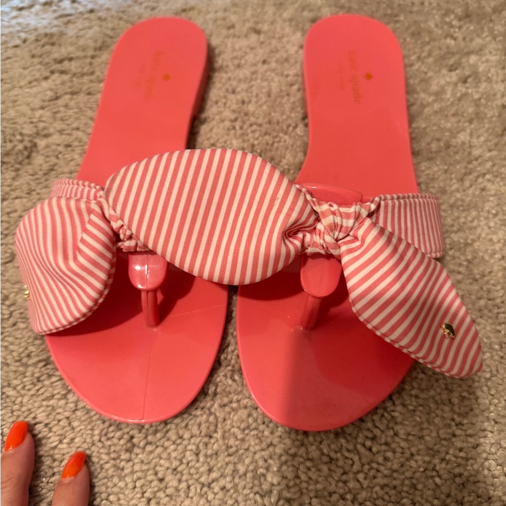 Kate Spade Pink Striped Bow Sandals